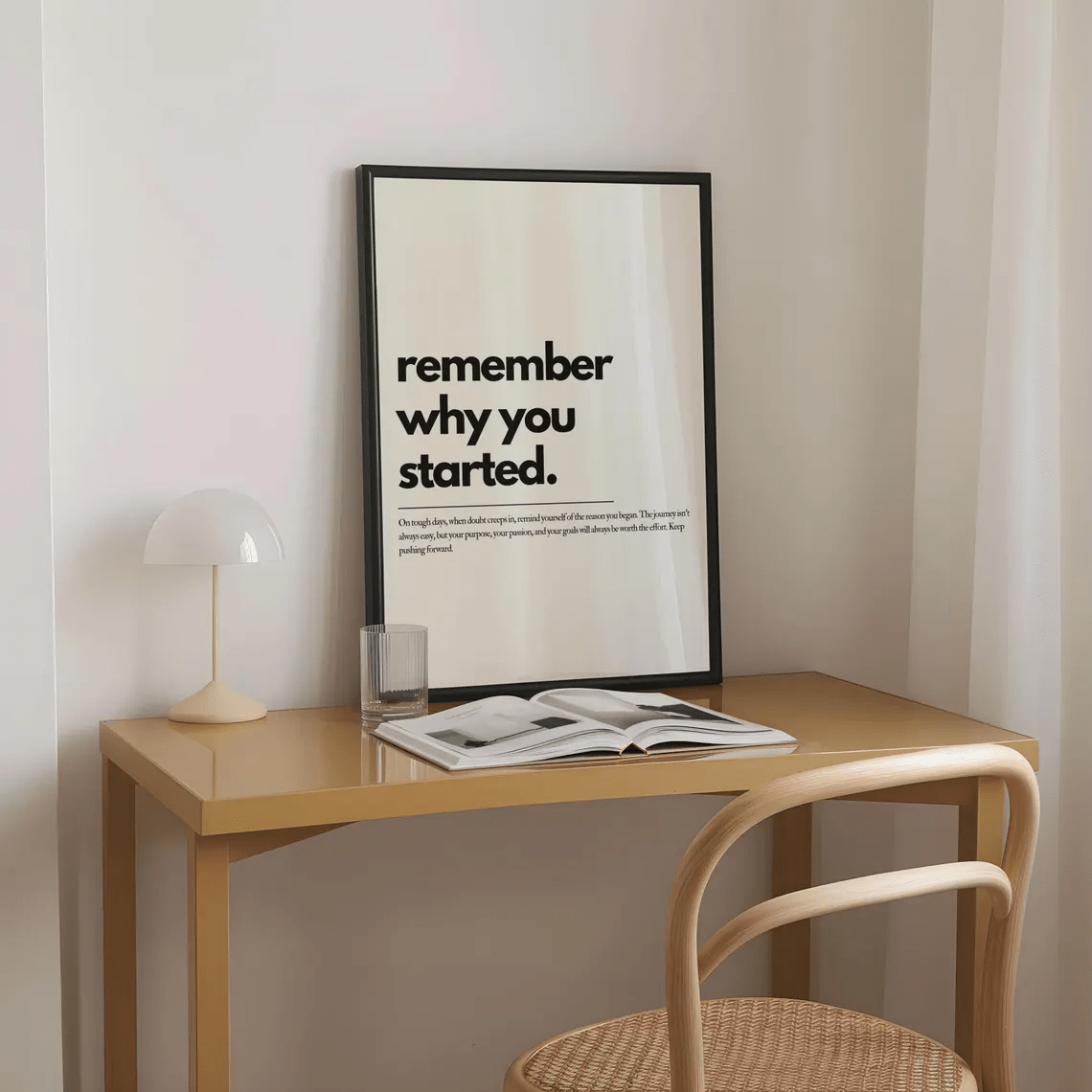 1pc "Remember Why You Started" Motivational Quote Wall Art Poster - Uplifting Printable Goal Reminder Sign Suitable for Home Office, Bedroom, Living Room Decor - Unframed Housewarming Gift, Positive Affirmation Decoration