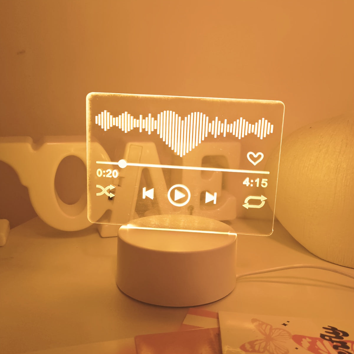1pc Music Player Model 3D Night Light, Switch-controlled USB-powered, Warm Monochrome Lighting, Suitable for Decorating Bedrooms, Studies, Living Rooms, and Other Spaces. An Ideal Birthday or Holiday Gift for Family and Friends