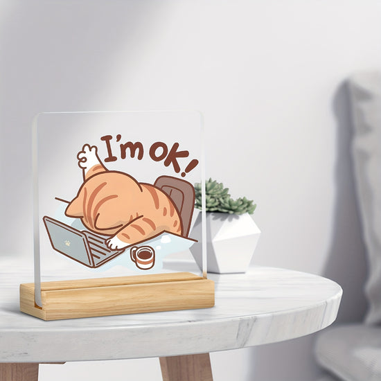 [2D Flat] [2D Flat] 1pc, Acrylic Desktop Decoration, I'M Fine, an Interesting Desktop Ornament, The Best Gift for Colleagues And Leaders, Birthday Present