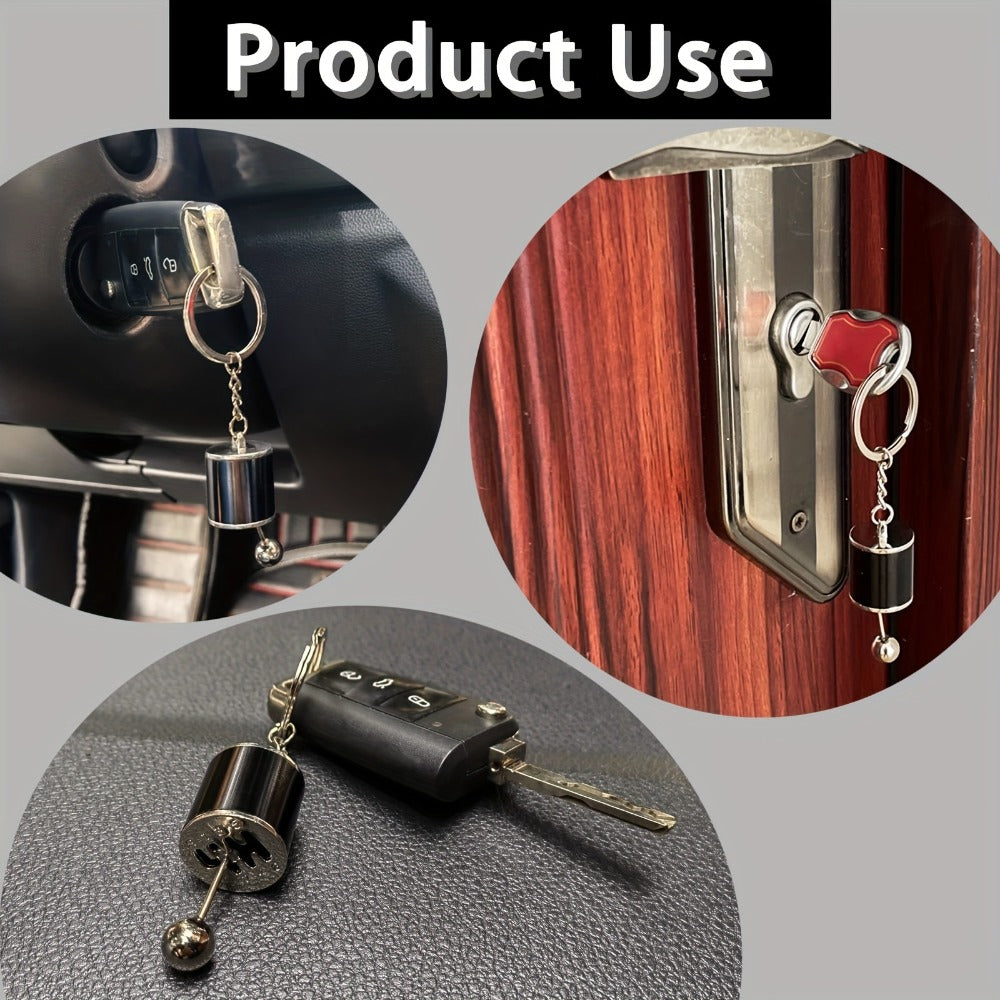 Realistic Mini Gear Shift Keychain - 6-Speed Car Gearbox Model with Metal Ball and Black/White Lever - Durable Metal Car Key Accessory, Perfect Christmas Gift, Polished Metal Finish, Stylish Design, Sturdy Construction, Car Collectible, Exclusive for