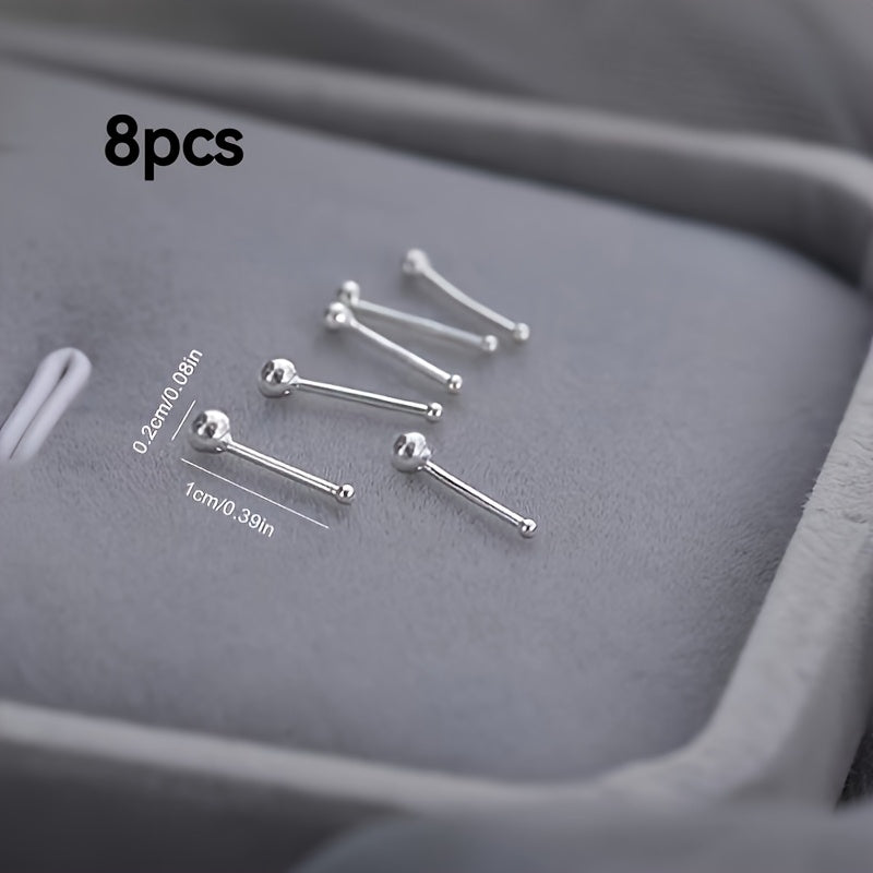 2/4/8pcs No-Remove Hypoallergenic Ear Studs, Double Ball Minimalist Jewelry Helix/Tragus Piercing, Effortless & Comfort