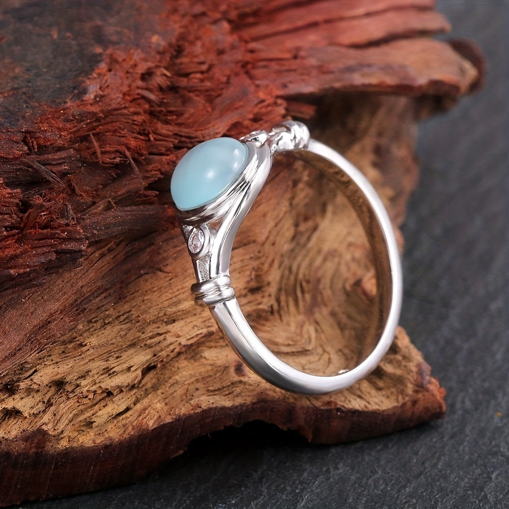 European And American Style Simple And Atmospheric Cat's Eye Stone Ring, Women's Fashionable And Versatile Jewelry