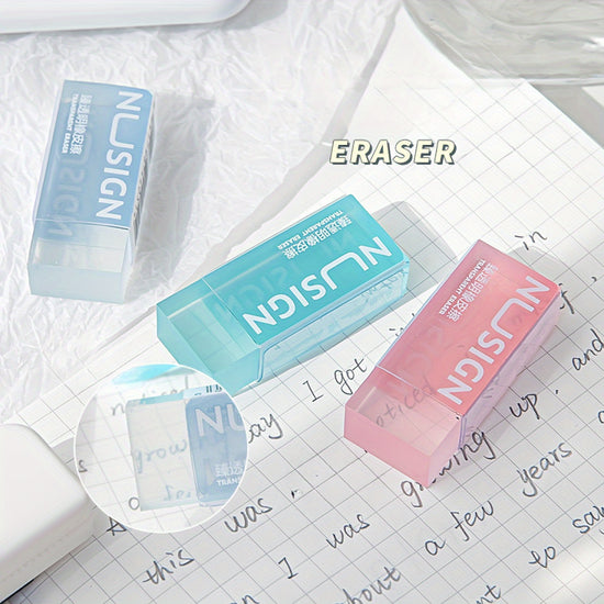 Deli Lovely Eraser for Ins Simplicity Solid Color Eraser Transparent Visible Pencil Eraser Back to School Cute Student Supplies (Color Random)
