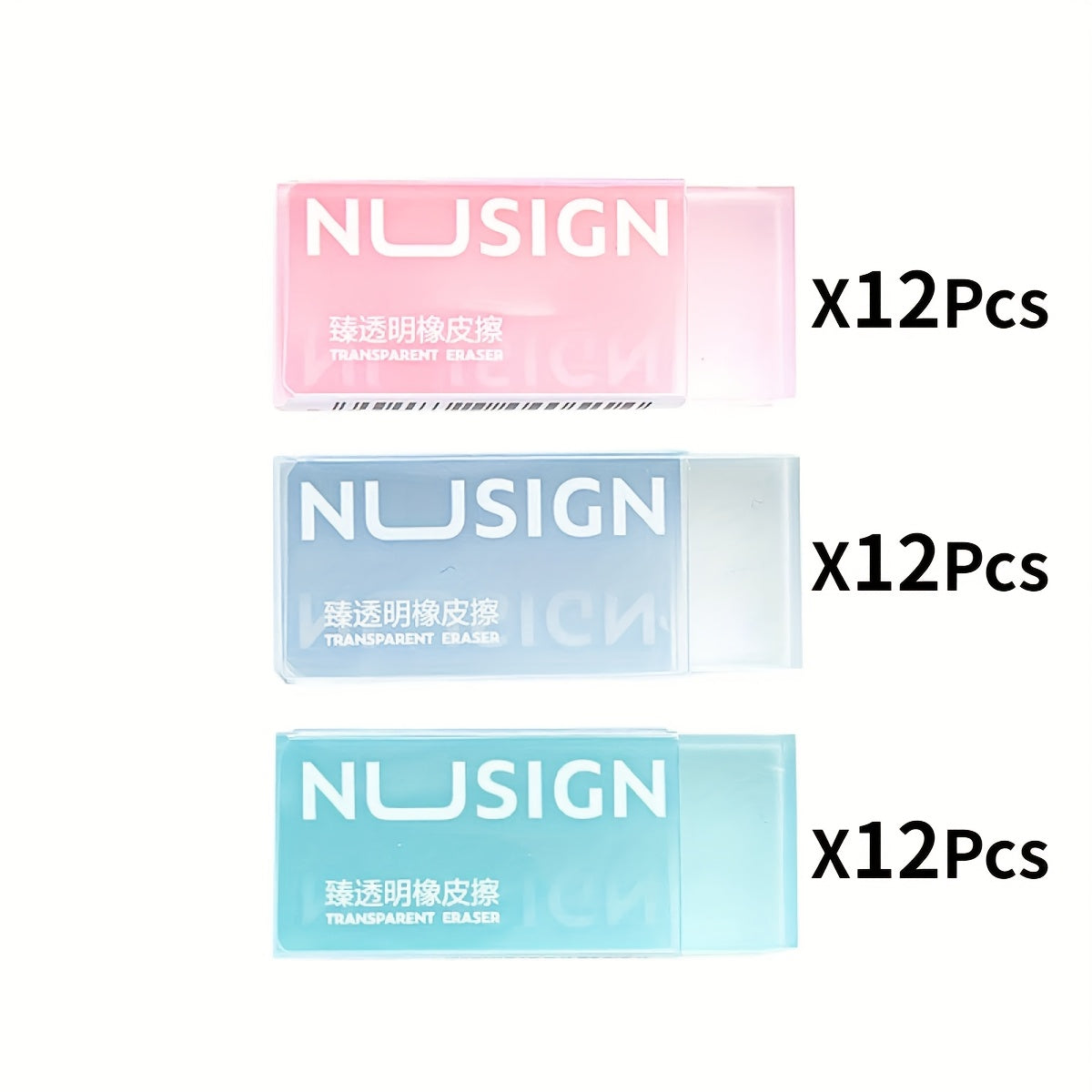 Deli Lovely Eraser for Ins Simplicity Solid Color Eraser Transparent Visible Pencil Eraser Back to School Cute Student Supplies (Color Random)