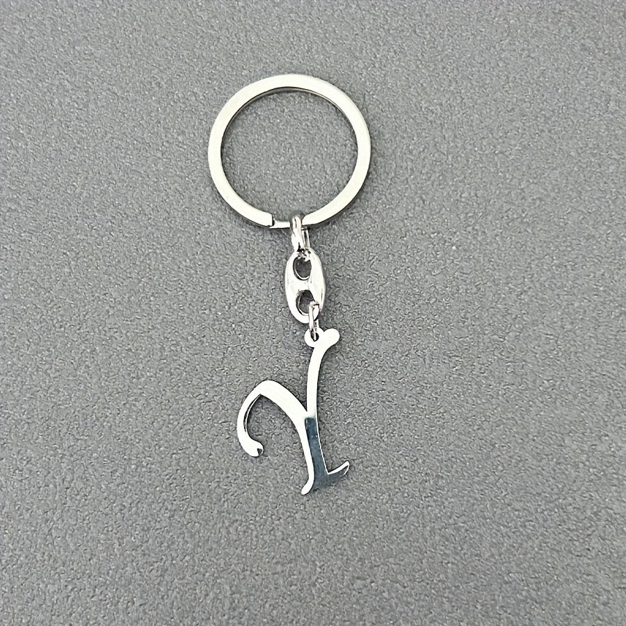 1pc Fashionable Stainless Steel 26-Letter Keychain - The Perfect Choice for Men's Backpacks and Car Accessories, Minimalist Pendant