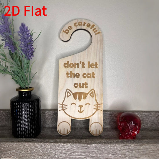 2D Flat, Suitable for All 4 Seasons: 2D Flat, 1pc Wooden Cat-shaped "Do Not Let the Cat Out" Wooden Door Hanging Warning Plaque Sign, Be Careful, Do Not Let the Cat Out, Wooden Door Hanging Warning Plaque Decoration, Door Hanging Warning Plaque