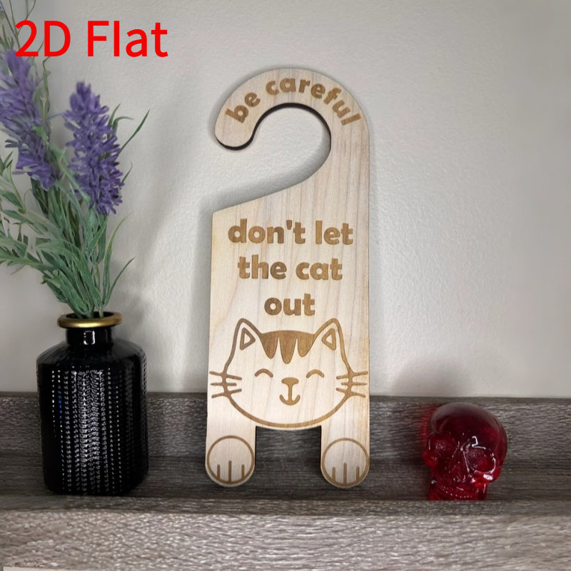 2D Flat, Suitable for All 4 Seasons: 2D Flat, 1pc Wooden Cat-shaped "Do Not Let the Cat Out" Wooden Door Hanging Warning Plaque Sign, Be Careful, Do Not Let the Cat Out, Wooden Door Hanging Warning Plaque Decoration, Door Hanging Warning Plaque