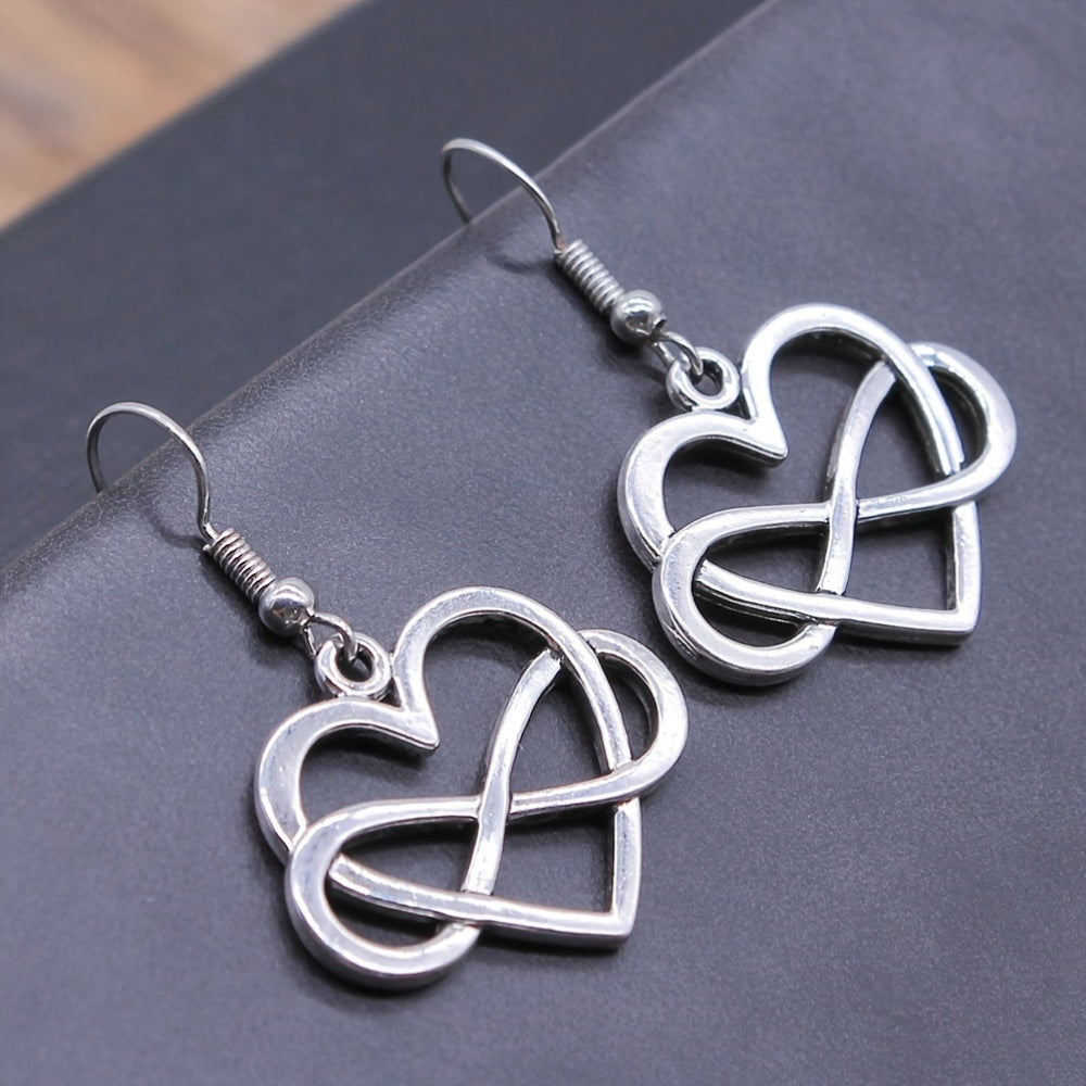 Retro Easy Handmade Jewelry Heart Infinity Symbol Earrings Earring Style Heart Infinite Earrings: Suitable for Daily Wear Or As a Romantic Gift, Suitable for All Seasons
