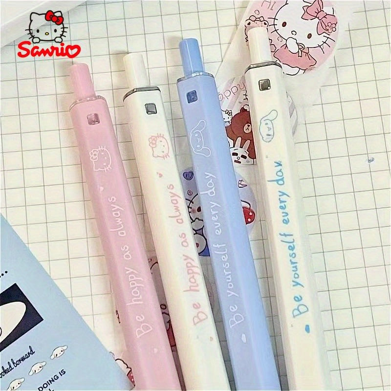 Officially Licensed Sanrio Hello Kitty Cartoon Character Cute Creative Square Tip Pen Student Exam Essentials Cinnamoroll Pressure-Sensitive Refills Gel Pen Write Smoothly Quick Drying 0.5Mm Black Pen