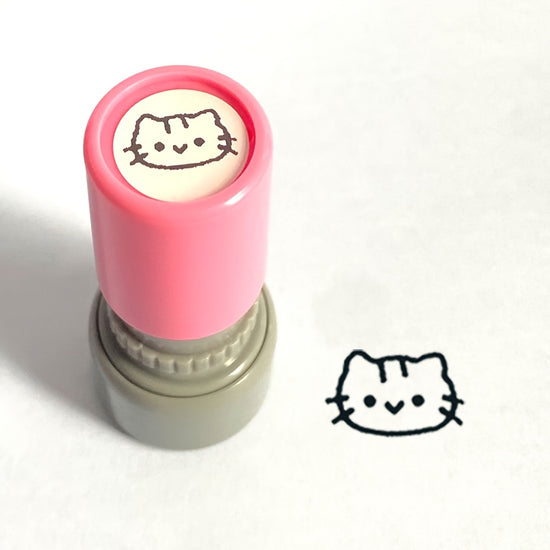 Mini Cat Emotion Stamps Cute Cartoon Scrapbook Decoration Stamps 6 Styles Expressions with Ink Pad Student Journal Check-In Kids Fun Stationery Portable Photosensitive Stamps