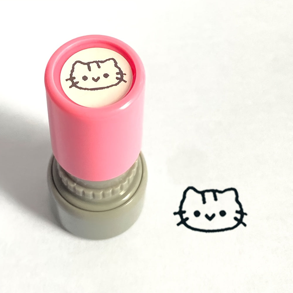 Mini Cat Emotion Stamps Cute Cartoon Scrapbook Decoration Stamps 6 Styles Expressions with Ink Pad Student Journal Check-In Kids Fun Stationery Portable Photosensitive Stamps