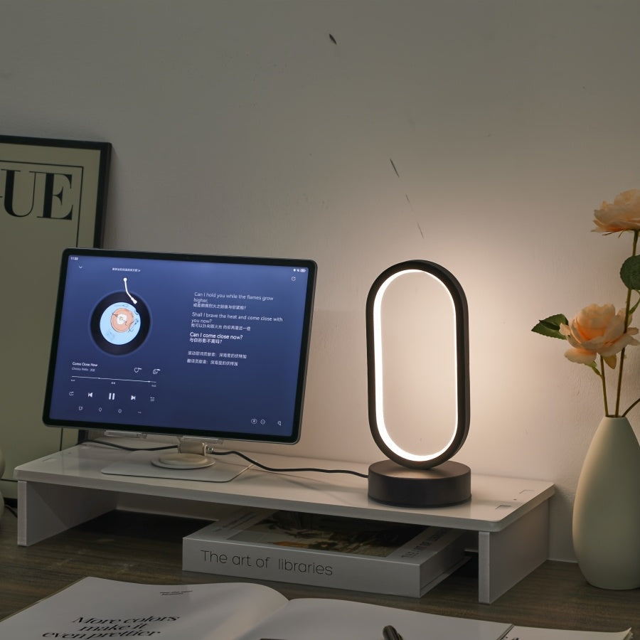 1pc AHFECTNY Modern Mini Table Lamp USB- with Dimmable 3-Color Adjustable, USB- Desk Lamp Suitable for Bedside, Office, Plug-in with Warm / /Neutral