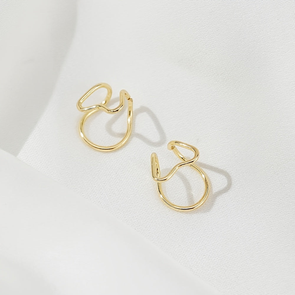 Small Heart-Shaped Clip-On Earrings, 2pcs/1 Pair, Creative, Well-Designed, High-End, Elegant, Simple, Exquisite, Suitable for Dates, Parties, Vacations, and Daily Wear, A Fashionable Earring Gift for Your Girlfriend