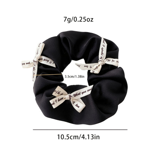 1/2pcs New Sweet Bow Black/White Combination Scrunchies, Temperament Satin Hair Rope Scrunchies Hair Additions, Elegant Fashion Hair Additions, Suitable for Daily Wear, Hair Additions, Hair Tie, Hair Rope, Ponytail Headwear Elastic Hair Band