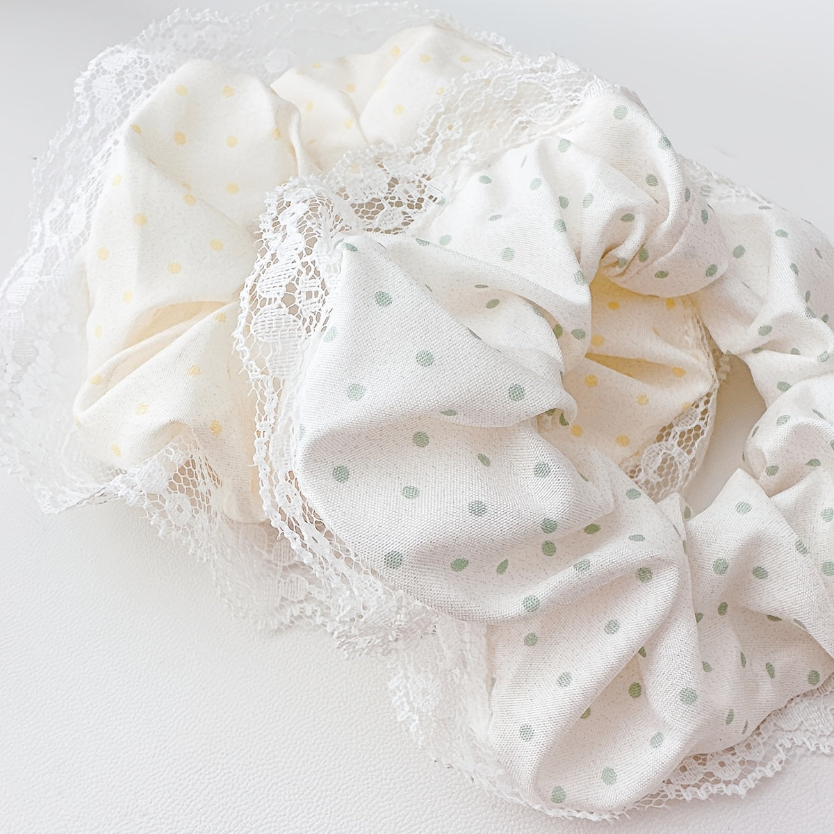1/3pcs Sweet Lace-Trimmed Polka Dot Print Ponytail Holder, Elegant Sweet Fairy-Style Hair Tie, Versatile Korean-Style Durable Hair Elastic, Women's Hair Accessory, Valentine's Day Hair Accessory