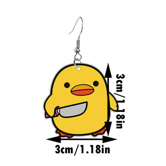 2D Flat, 2D Duckling Earrings for Women, Charming, Cartoon, Fun, Quirky, Cute Dangle Earrings, Acrylic Party Gift
