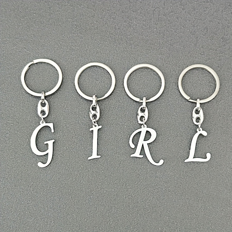 1pc Fashionable Stainless Steel 26-Letter Keychain - The Perfect Choice for Men's Backpacks and Car Accessories, Minimalist Pendant
