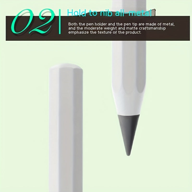 1pc/3pcs 1 Pen/1 Pen + 2 Refills, Metal Pencil with New Technology, Infinite Writing, Eternal Inkless Fountain Pen, Magic Pencil, Drawing Supplies, School and Office Stationery