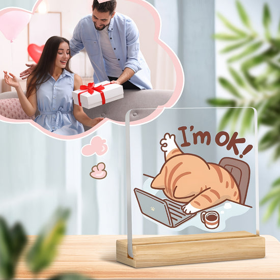 [2D Flat] [2D Flat] 1pc, Acrylic Desktop Decoration, I'M Fine, an Interesting Desktop Ornament, The Best Gift for Colleagues And Leaders, Birthday Present