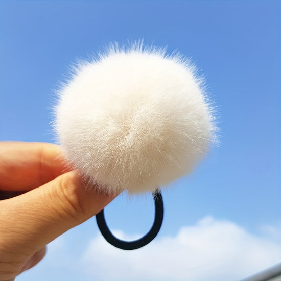 Candy Color Pompom Hair Rope Internet Celebrity High Ponytail Hair Tie Hair Rope Fluffy Hair Band Hair Additions