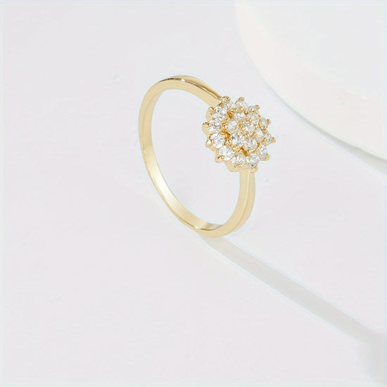 A Flower Design Copper Micro-Inlaid Synthetic Zirconia Wedding Wedding Ring