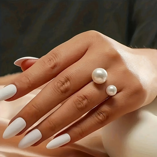 European And American Style Easy Imitation Pearl Ring Opening Adjustable Elegant Versatile Finger Jewelry