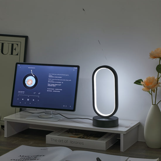 1pc AHFECTNY Modern Mini Table Lamp USB- with Dimmable 3-Color Adjustable, USB- Desk Lamp Suitable for Bedside, Office, Plug-in with Warm / /Neutral