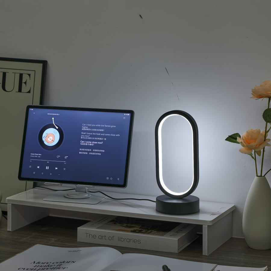 1pc AHFECTNY Modern Mini Table Lamp USB- with Dimmable 3-Color Adjustable, USB- Desk Lamp Suitable for Bedside, Office, Plug-in with Warm / /Neutral
