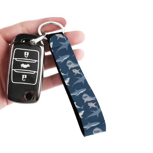 Adorable Cartoon Shark Design Wrist Keychain, Made of Synthetic Rubber Non-Woven Keyring, Suitable for Car, Camera, Backpack, Phone, And Household Keys, Unisex