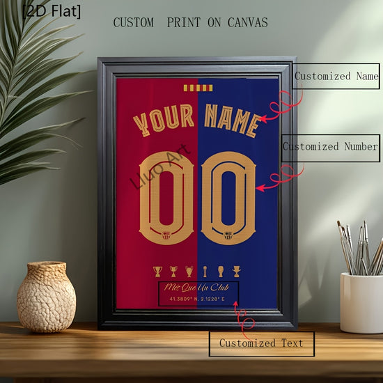 2D Flat, Personalized Football Art Print Painting, 1pc Personalized Football Poster, Football Gift, Customized Football Wall Art, Football Gift, Boy Bedroom Decor, A Gift for Unique Gift for Football Lovers, Bedroom Living Room Wall Decor, Room Deco