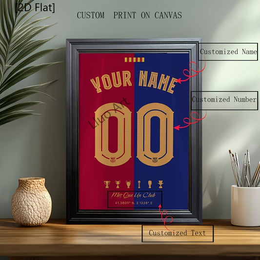 2D Flat, Personalized Football Art Print Painting, 1pc Personalized Football Poster, Football Gift, Customized Football Wall Art, Football Gift, Boy Bedroom Decor, A Gift for Unique Gift for Football Lovers, Bedroom Living Room Wall Decor, Room Deco