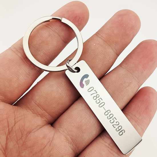 Custom Engraved Keychain - Personalized Name And Phone Number, Anti-Lost Double-Sided Design, Suitable for Events And Parties, Laser Engraved Custom Keychains