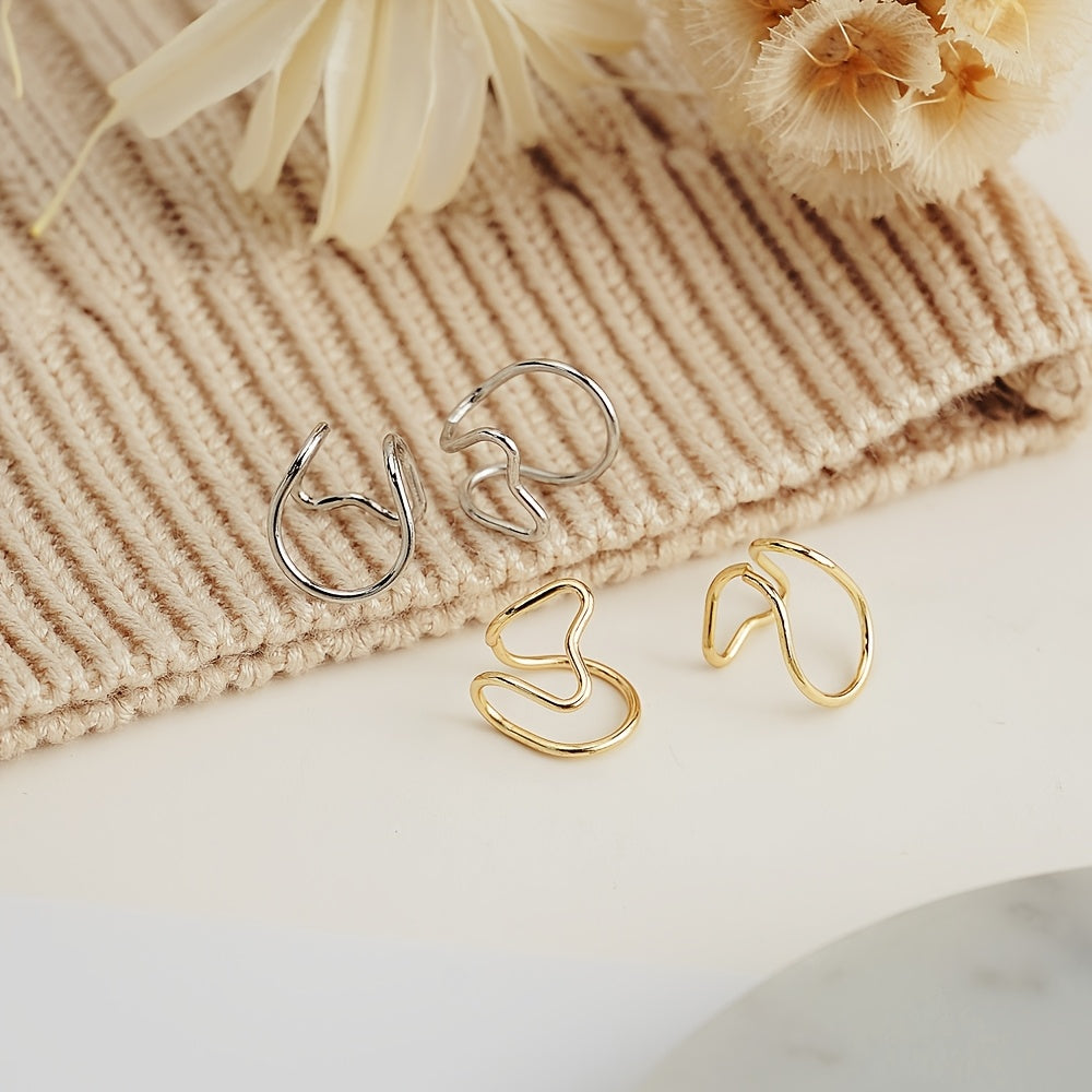Small Heart-Shaped Clip-On Earrings, 2pcs/1 Pair, Creative, Well-Designed, High-End, Elegant, Simple, Exquisite, Suitable for Dates, Parties, Vacations, and Daily Wear, A Fashionable Earring Gift for Your Girlfriend