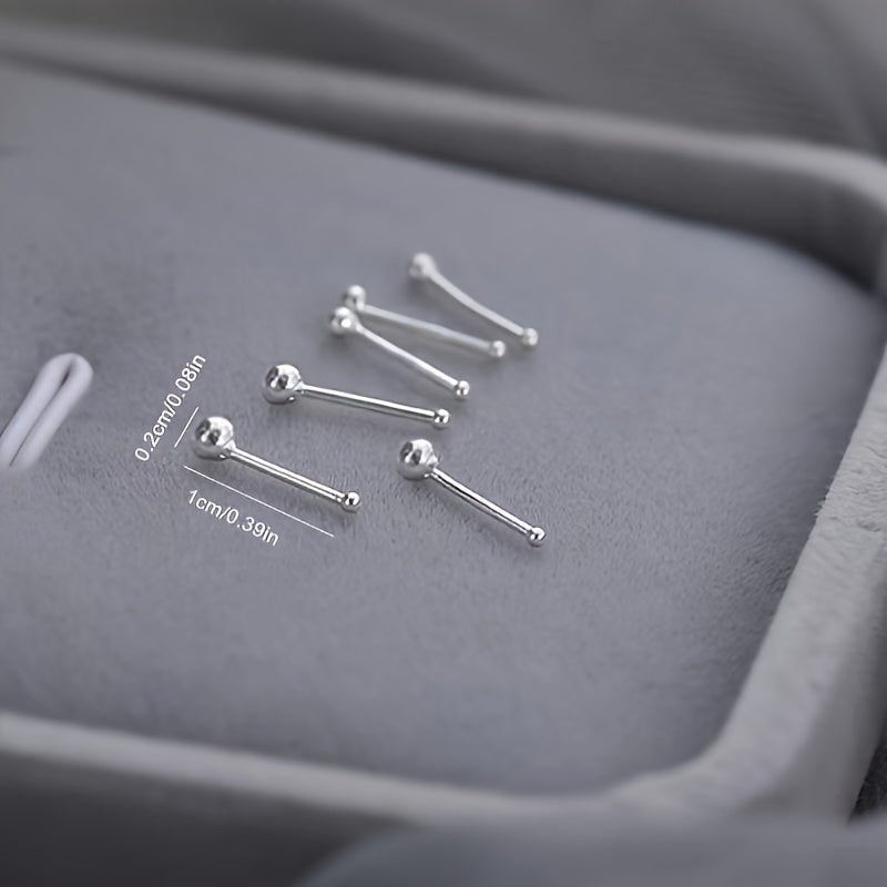 2/4/8pcs No-Remove Hypoallergenic Ear Studs, Double Ball Minimalist Jewelry Helix/Tragus Piercing, Effortless & Comfort