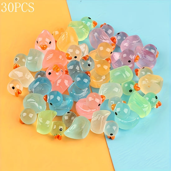 30/55pcs Glow In Dark Duck, Mini Duck, Duck Toys Set, Mini Plastic Realistic Duck, Glow Toys For Goody Bag Stuffers, Party Favors Supplies Easter Gift