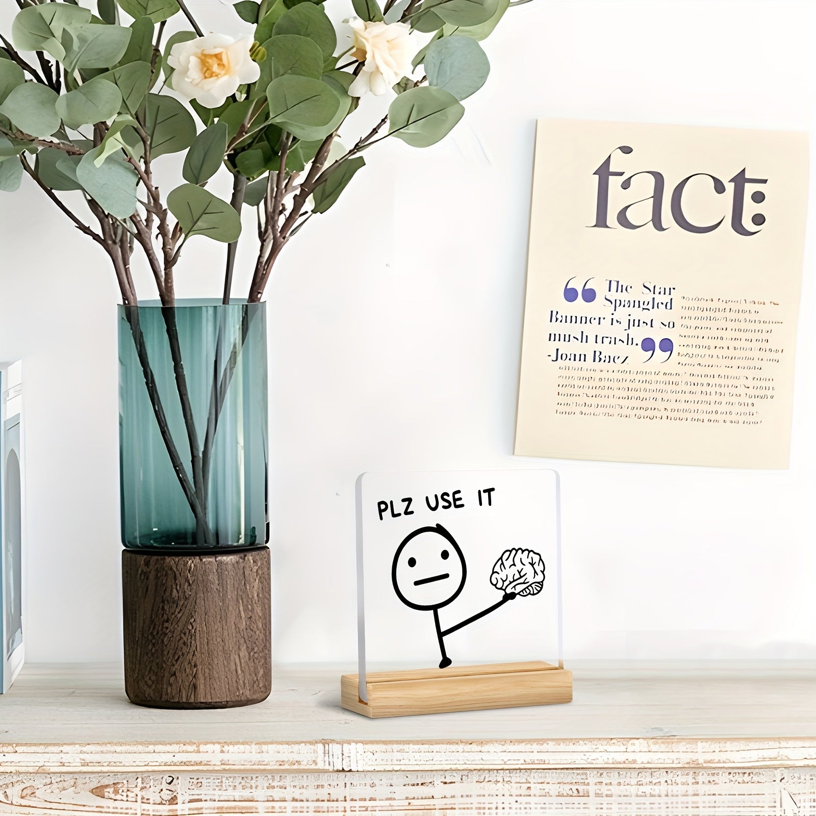 2D Flat 1pc, [Study King'S Desktop Motivation] PLZ USE IT English Original Sentence Ornament, Fun Decoration to Encourage Deep Work, Postgraduate/Civil Servant Self-Motivation Gift, Accompanying Every Moment of Focus And Thinking