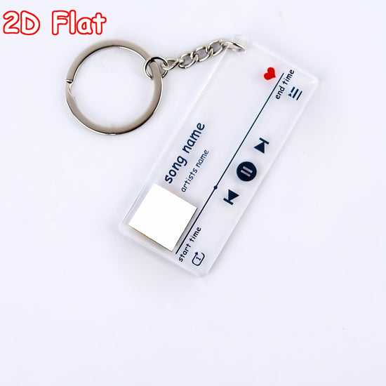 2D Flat, Customized 2D Flat Car Key Decorations, Customized Acrylic Music Player Keychains Can Be Personalized with Photos and Text for Individualization. They Are Suitable for Couples, Families and Friends and Are Excellent Choices as Holiday