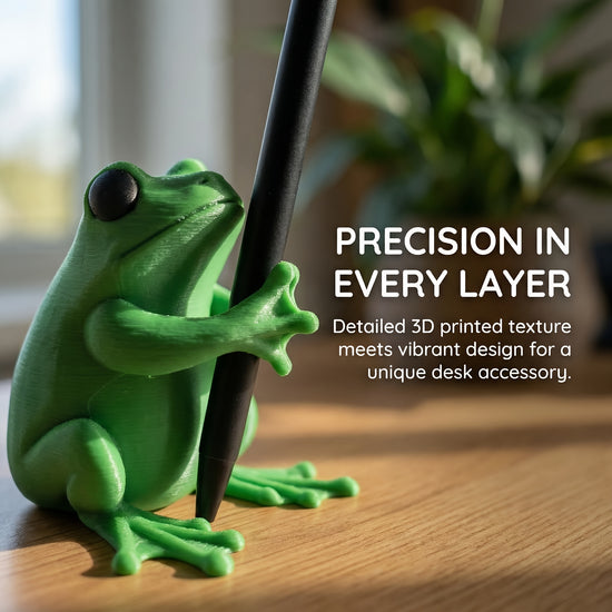 Adorable Green Frog Pen Holder - 3D Designed Charming Frog Office Decoration, Playful Stationery Organizer for Gamers, Authors & Frog Lovers