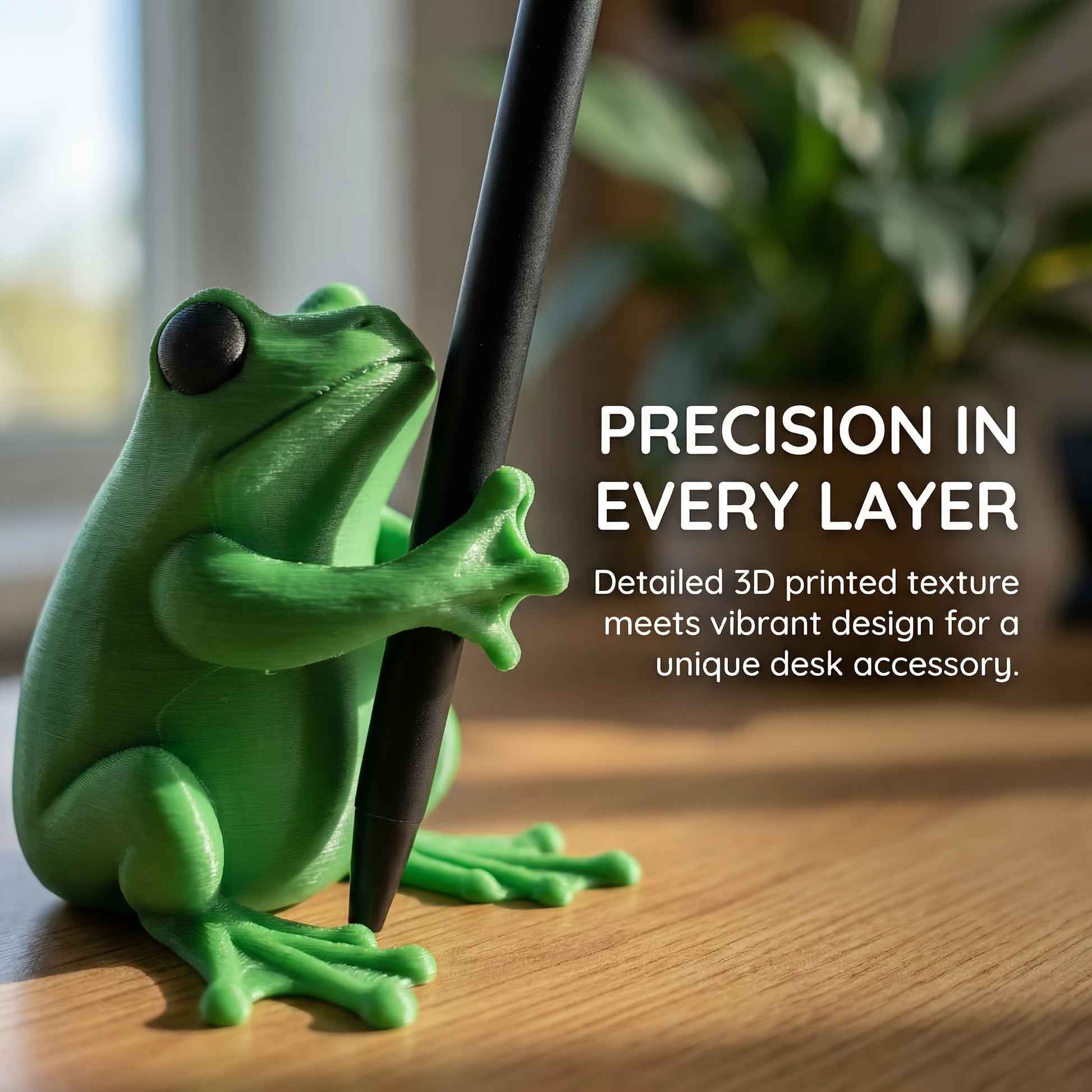 Adorable Green Frog Pen Holder - 3D Designed Charming Frog Office Decoration, Playful Stationery Organizer for Gamers, Authors & Frog Lovers