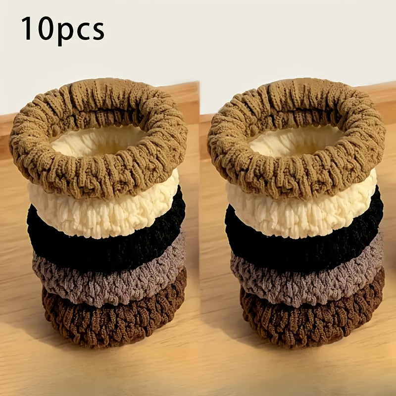 10-60-110-120pcs Thickened Hair Ties - High Elasticity Durable Hair Bands, Wide Hair Ties Suitable for Ponytails And Buns, Retro Minimalist Design, 10 Different Colors (Black/Beige/White/Brown/)