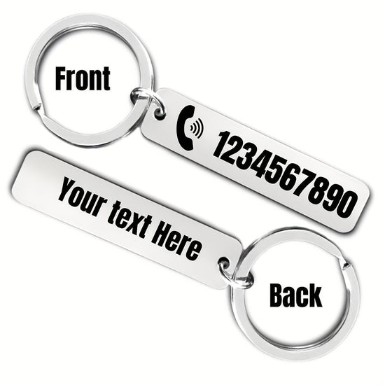 Custom Engraved Keychain - Personalized Name And Phone Number, Anti-Lost Double-Sided Design, Suitable for Events And Parties, Laser Engraved Custom Keychains