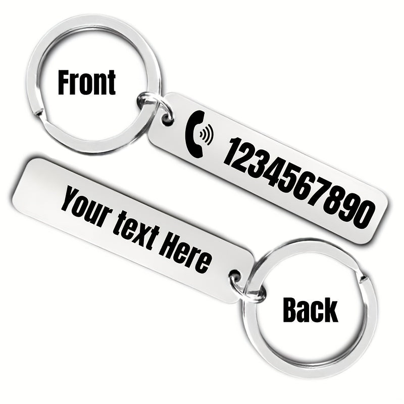 Custom Engraved Keychain - Personalized Name And Phone Number, Anti-Lost Double-Sided Design, Suitable for Events And Parties, Laser Engraved Custom Keychains
