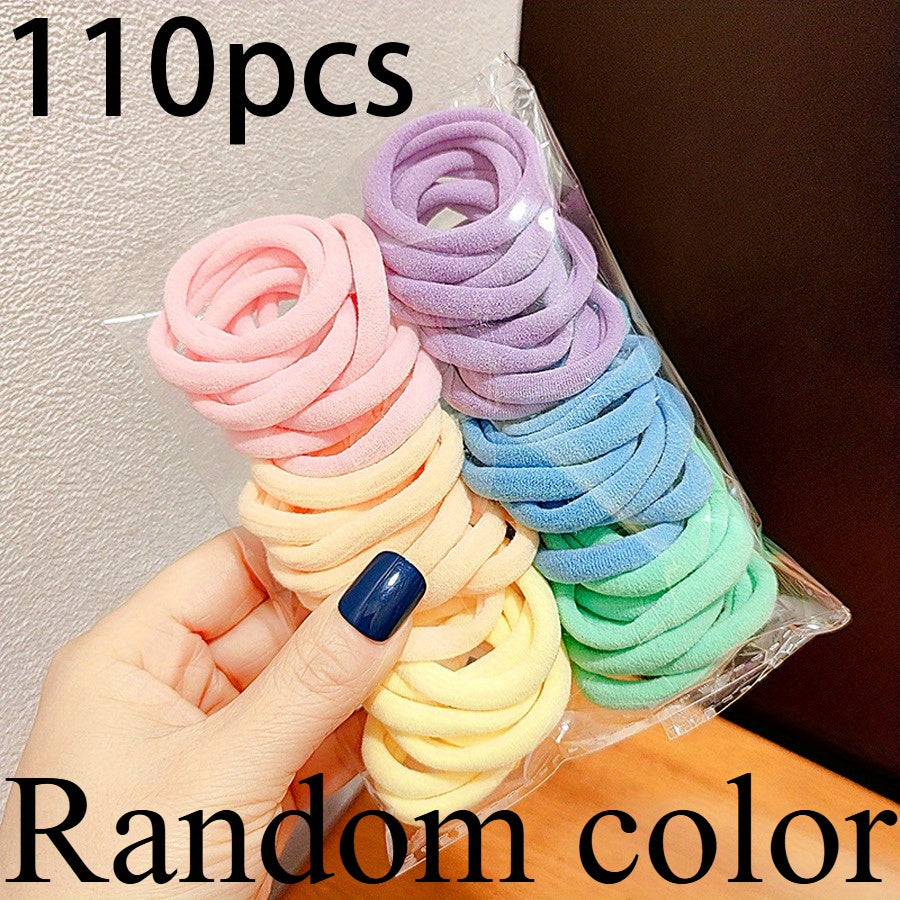 10-60-110-120pcs Thickened Hair Ties - High Elasticity Durable Hair Bands, Wide Hair Ties Suitable for Ponytails And Buns, Retro Minimalist Design, 10 Different Colors (Black/Beige/White/Brown/)