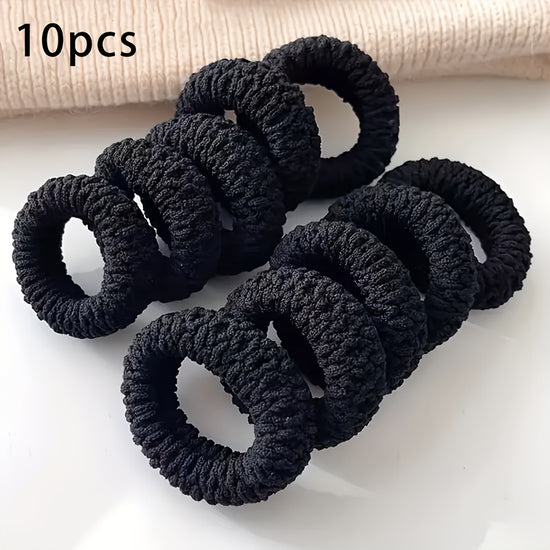 10-60-110-120pcs Thickened Hair Ties - High Elasticity Durable Hair Bands, Wide Hair Ties Suitable for Ponytails And Buns, Retro Minimalist Design, 10 Different Colors (Black/Beige/White/Brown/)
