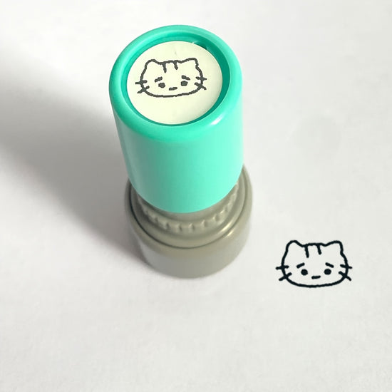 Mini Cat Emotion Stamps Cute Cartoon Scrapbook Decoration Stamps 6 Styles Expressions with Ink Pad Student Journal Check-In Kids Fun Stationery Portable Photosensitive Stamps