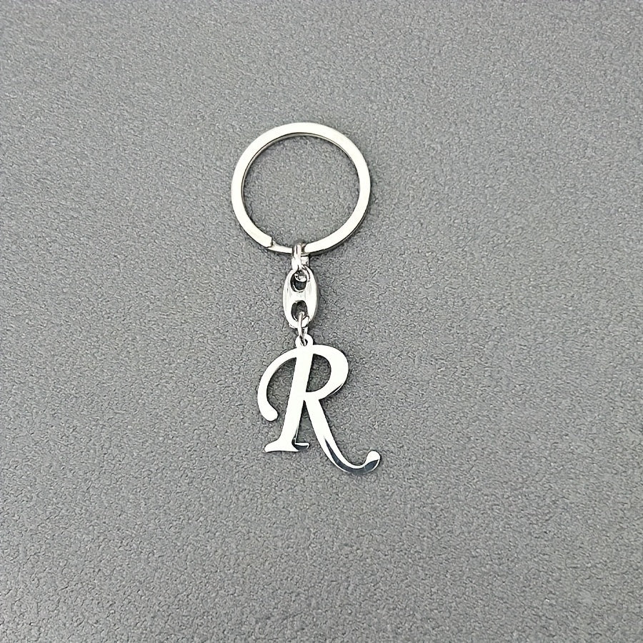 1pc Fashionable Stainless Steel 26-Letter Keychain - The Perfect Choice for Men's Backpacks and Car Accessories, Minimalist Pendant