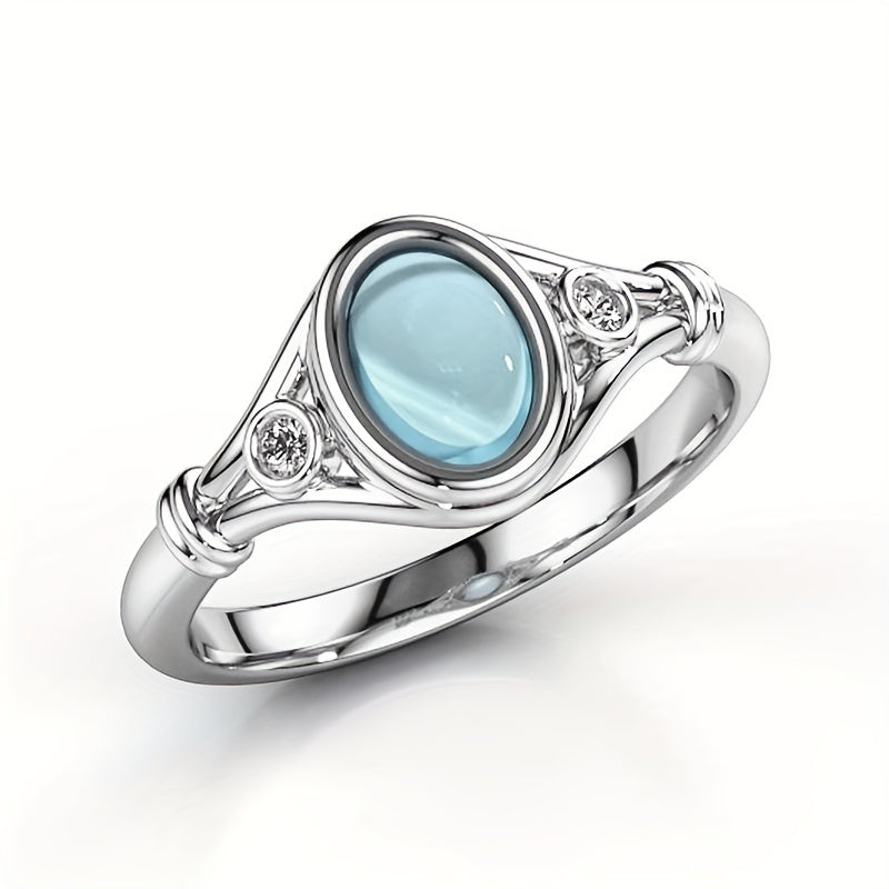 European And American Style Simple And Atmospheric Cat's Eye Stone Ring, Women's Fashionable And Versatile Jewelry