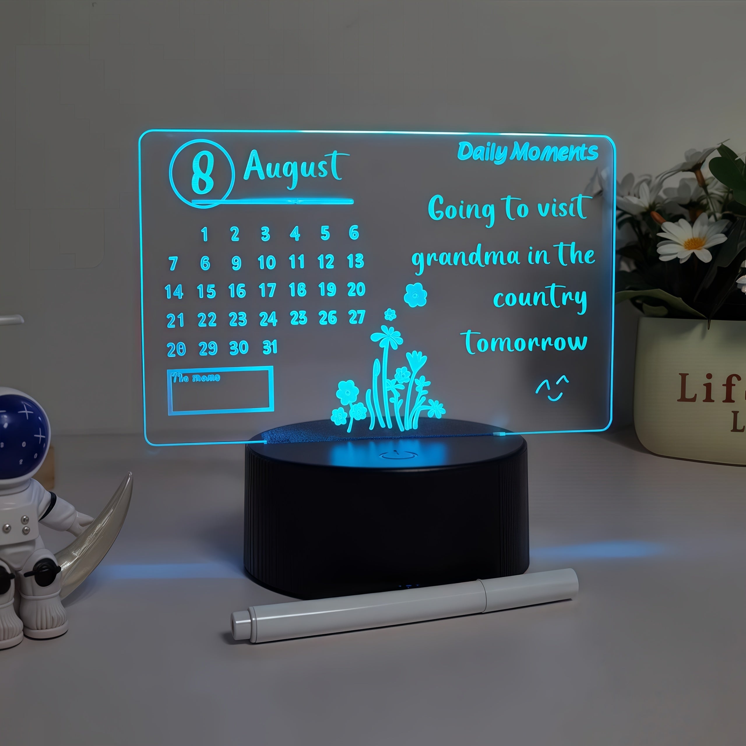 1pc DIY Calendar Message Board LED Night Light, USB Plug-in Ambient Lamp, DIY Writing Board USB Light, 7 Warm Colors with Two Light Modes, Suitable for Bedroom, Study, Bar, etc., Birthday Gift, Holiday Gift, Party Decoration, 3 Sizes Available, USB