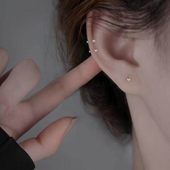 2/4/8pcs No-Remove Hypoallergenic Ear Studs, Double Ball Minimalist Jewelry Helix/Tragus Piercing, Effortless & Comfort