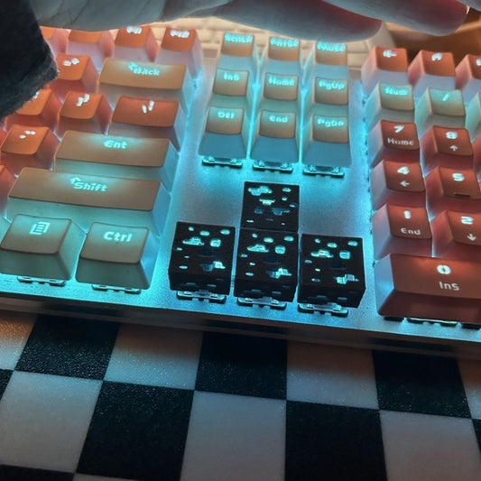 3-Pack Pixel Style Mineral Keycaps -- Translucent Keycaps for Mechanical Keyboards / Suitable for Various Keyboards | Exquisite Gift, Birthday Present